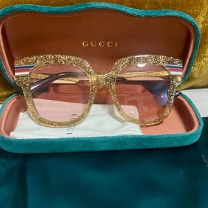 Gucci Glitter Gold Square Glasses New w/o tags